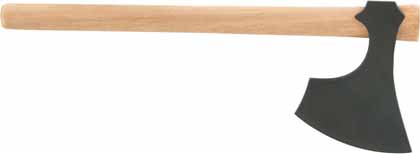 Medieval Tomahawk,
5-3/8" blade, 4140 alloy steel,
18" tapered hickory handle.
made in the U.S.A.